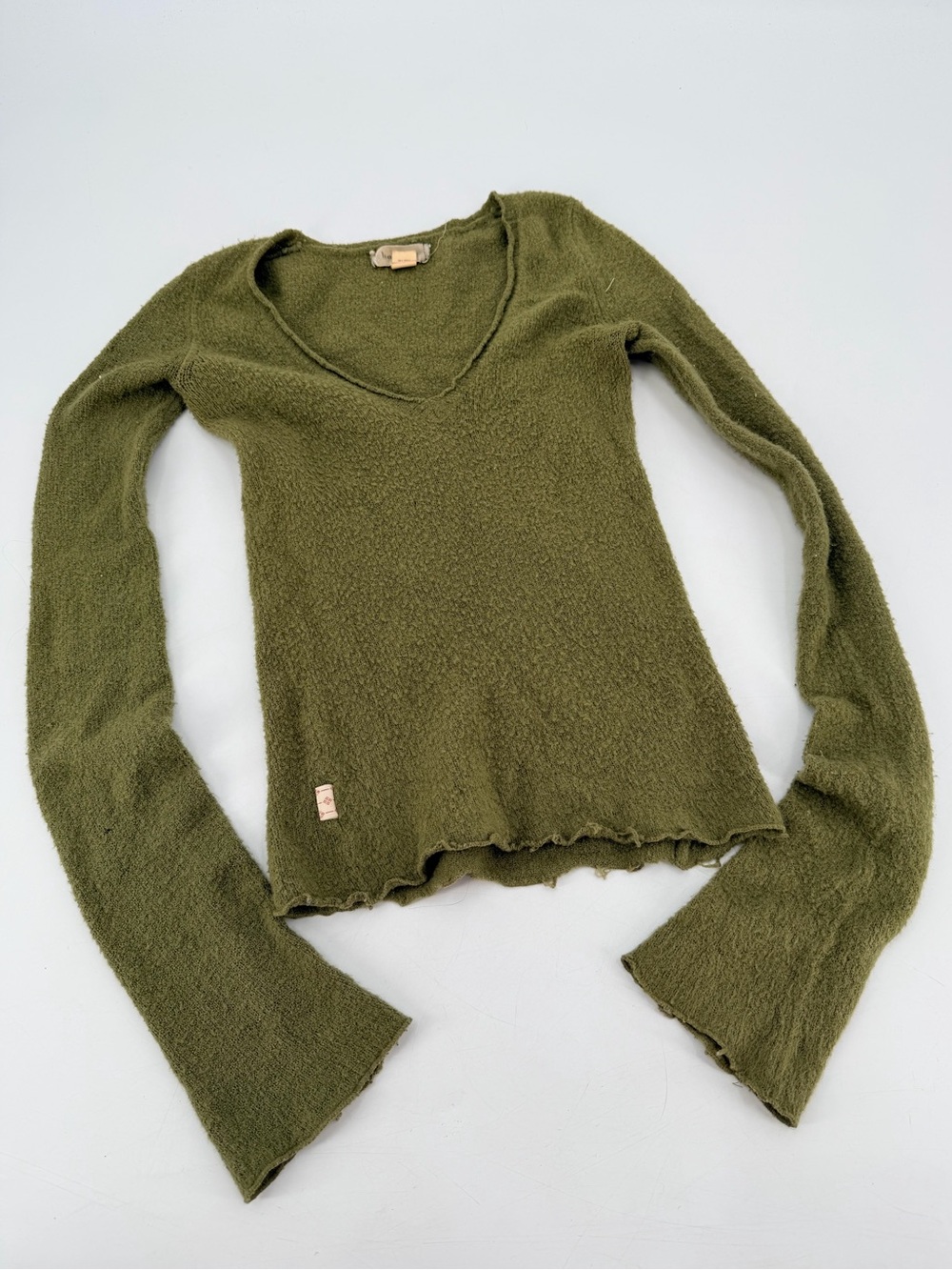 Vintage Y2K Hollister Long Bell Sleeve Baby Fit Sweater Small FLAWS